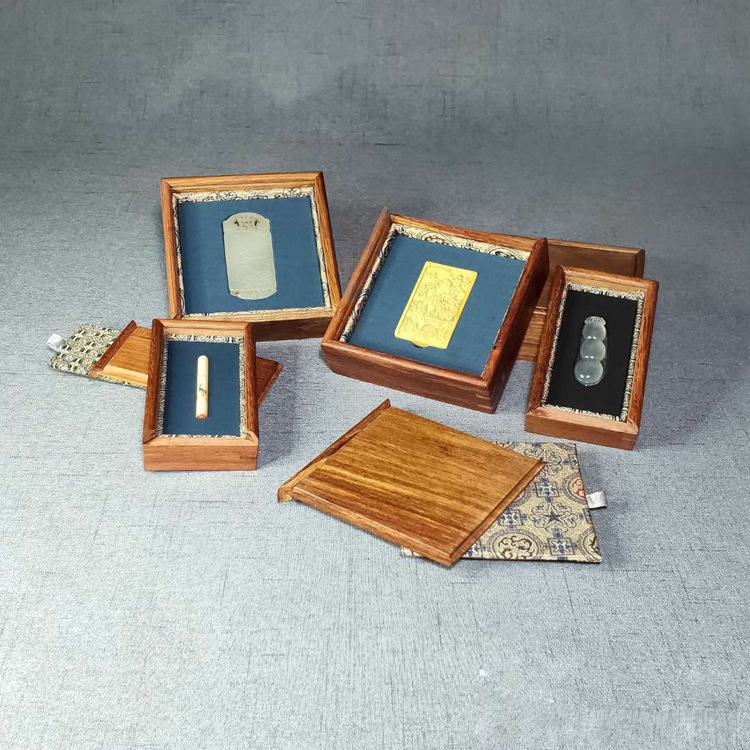 古钱币木盒花梨首饰盒纪念币盒评级盒花梨木中式复古银元收藏盒