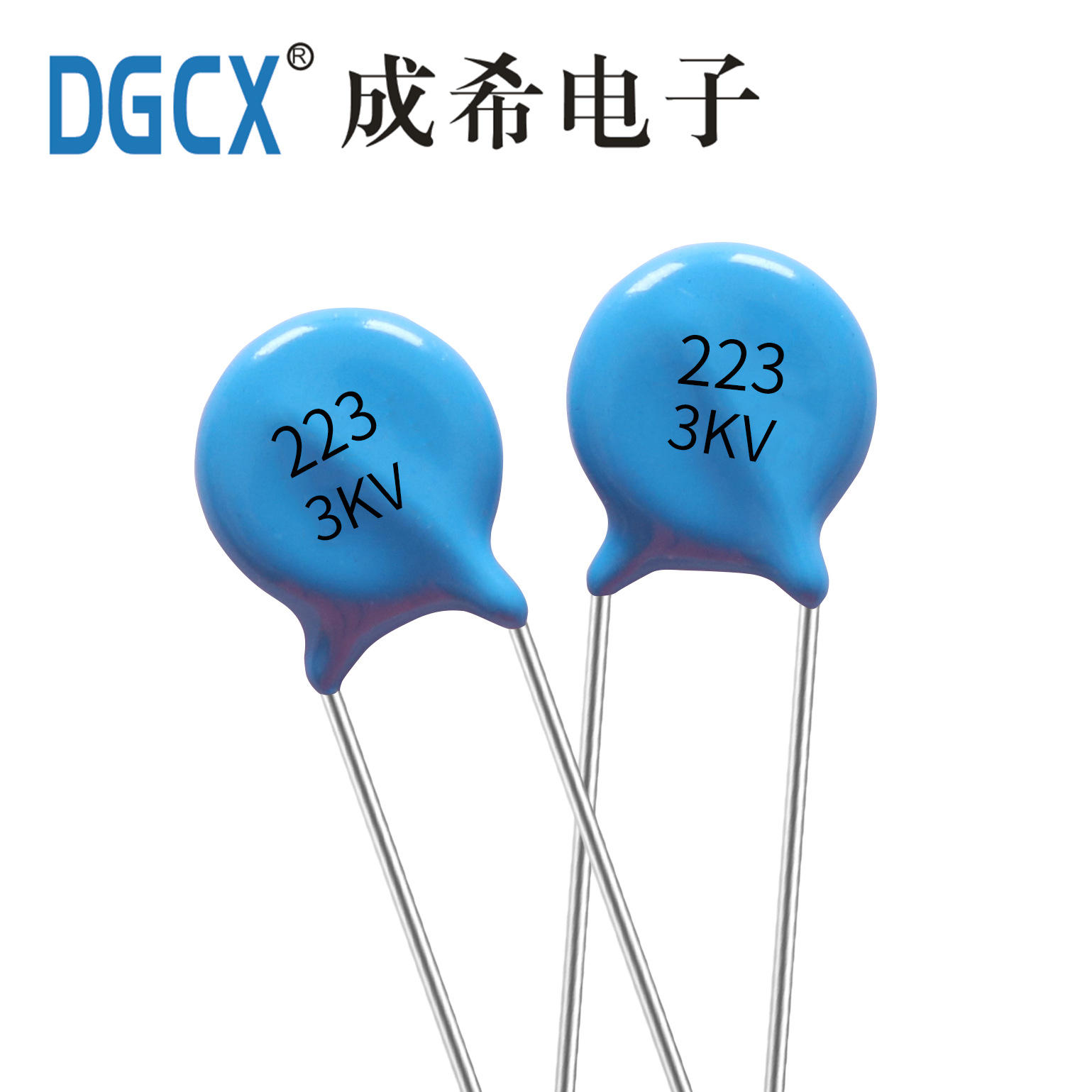 厂家直销高压陶瓷电容223m3kv高压瓷片电容直插蓝电容器