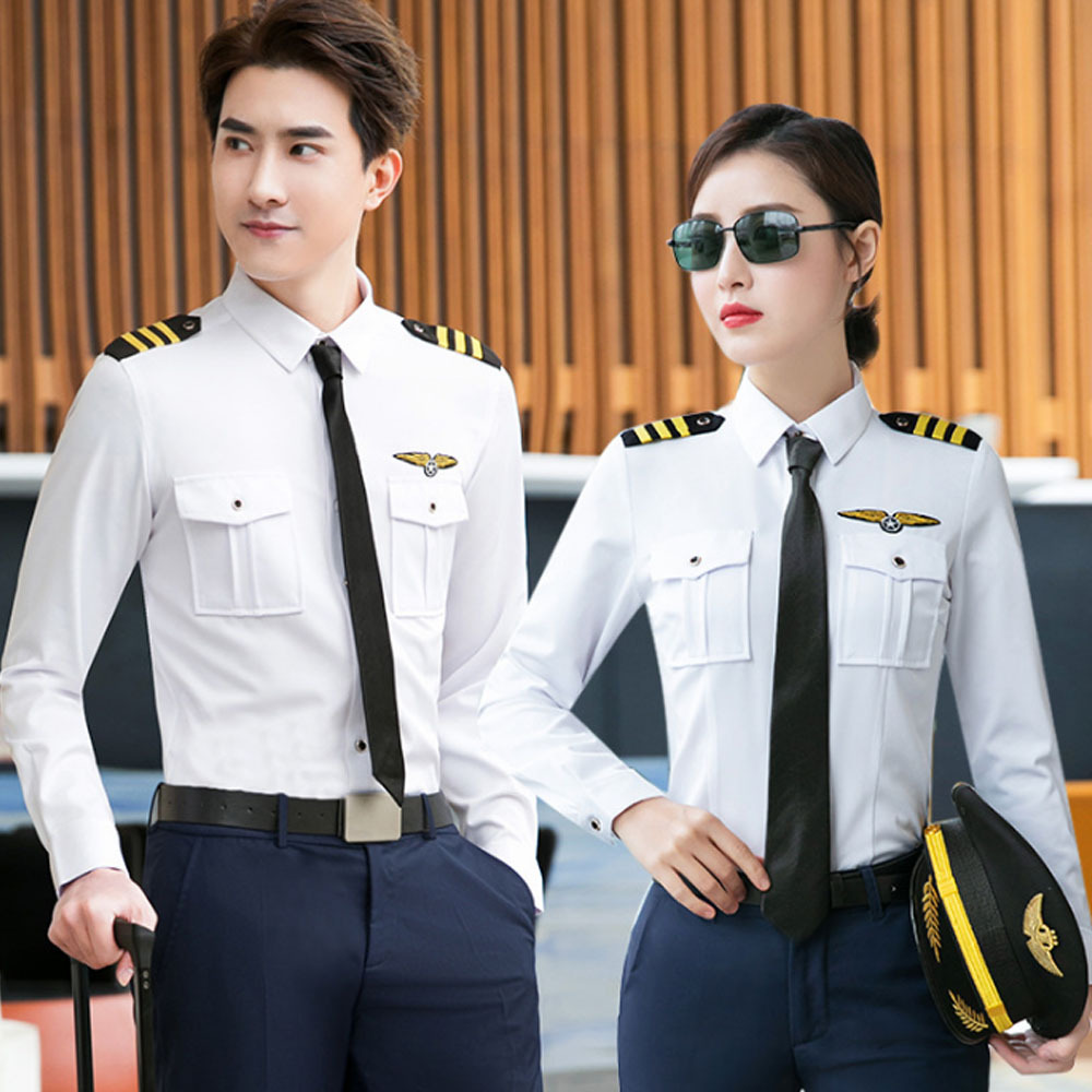 职业装男女同款海军衬衣航空飞行员制服机师空少空乘衬衫酒店工装