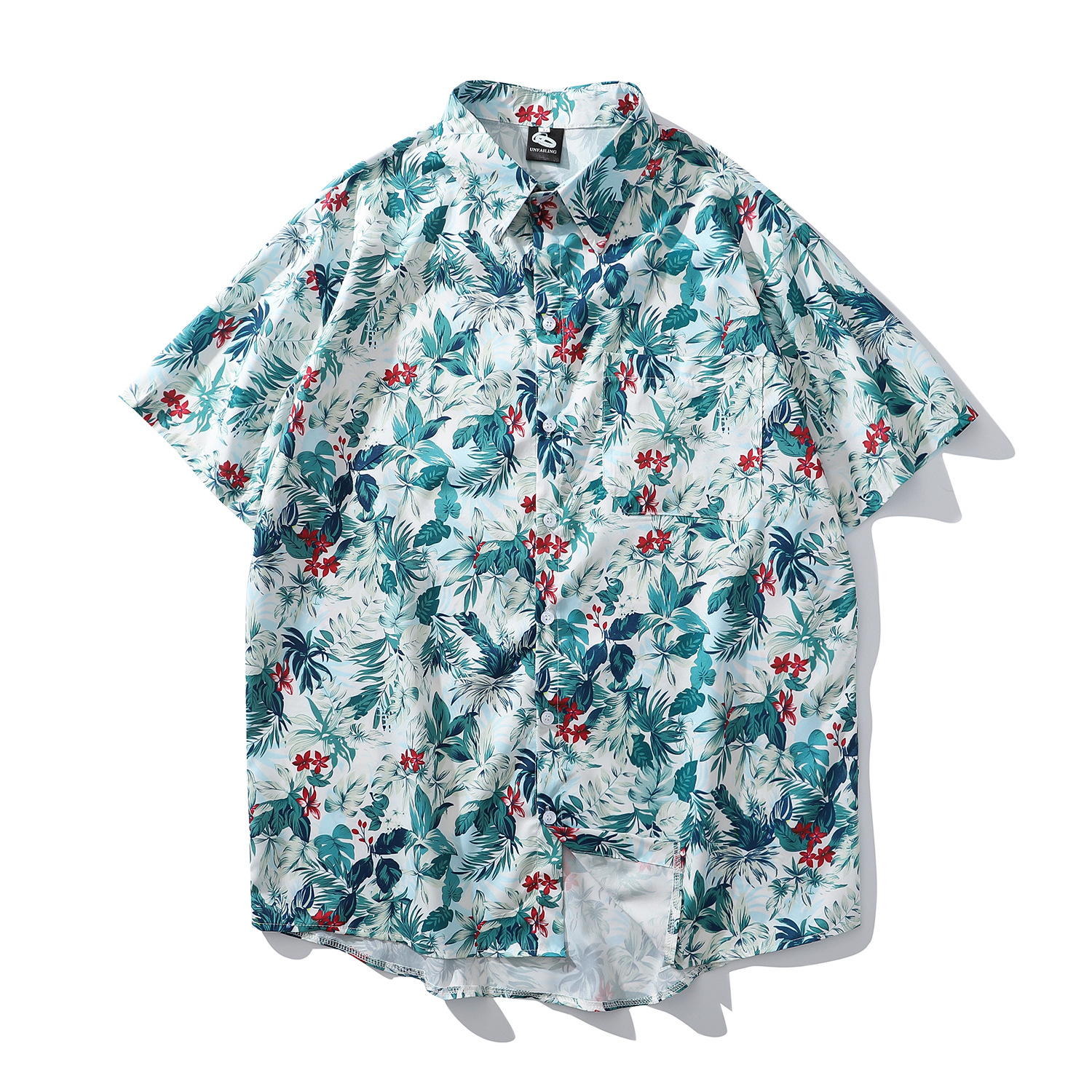 夏季男士沙滩短袖花衬衫男宽松潮流休闲半袖衬衣ins港风外套寸衫