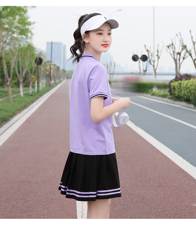 初中生运动套装女夏2020新款时尚少女小清新百褶裙短裙休闲两件套