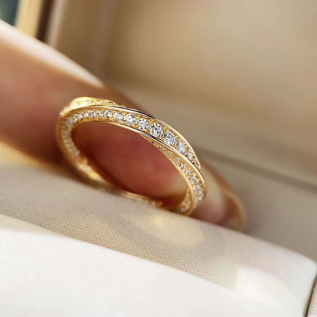 925纯银镀18k金进口高碳钻扭纹密镶戒指 仿真钻戒指环戒子礼物女