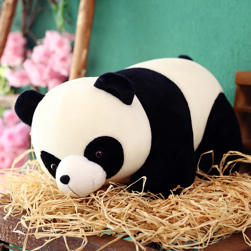 Cute Panda Doll Plush Toys Simulation Lying Style Panda Doll Pillow Stall Decoration with Logo