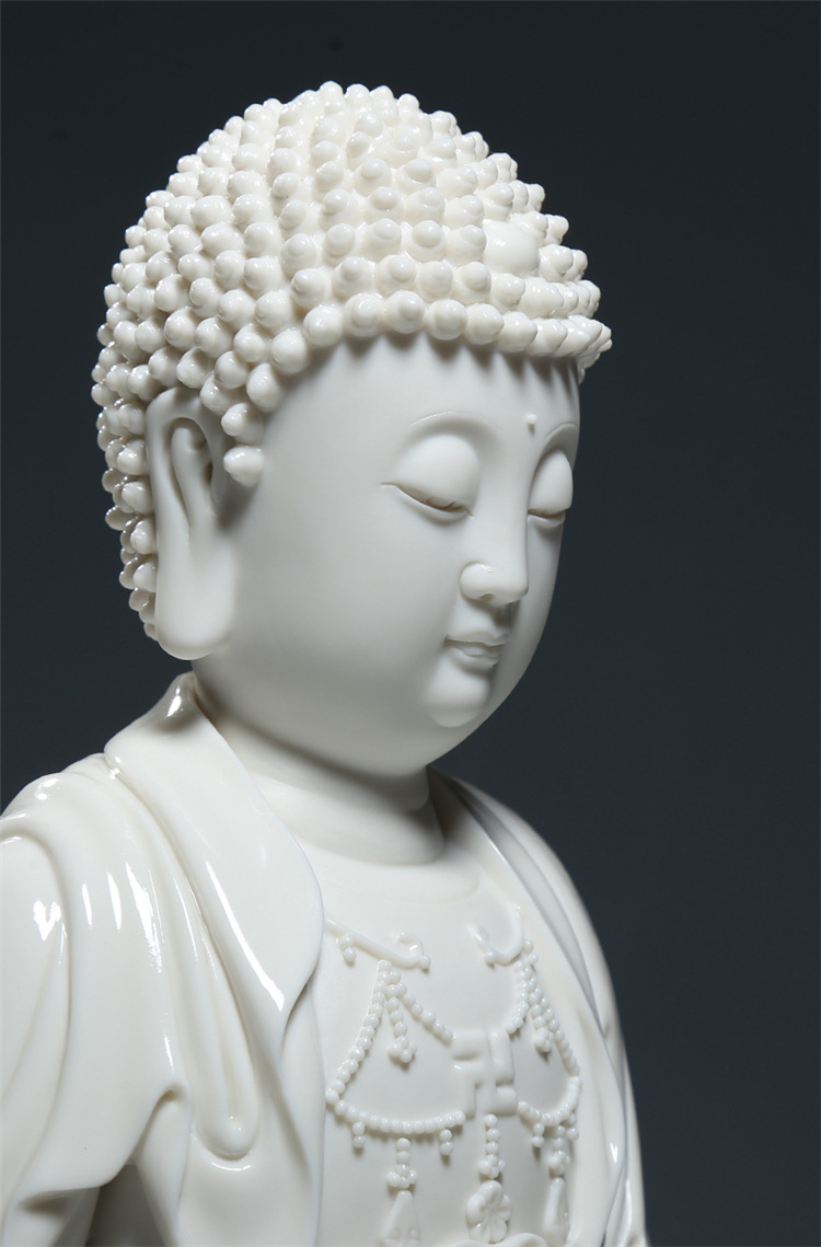 【上美】德化陶瓷16吋仿古阿弥陀佛立莲站像白瓷佛像家居供奉摆件