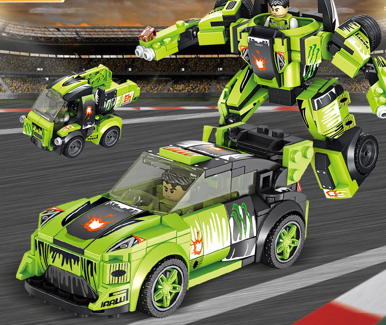 包邮潘洛斯拼装赛车积木3合1小颗粒塑料男孩益智儿童玩具礼物批发