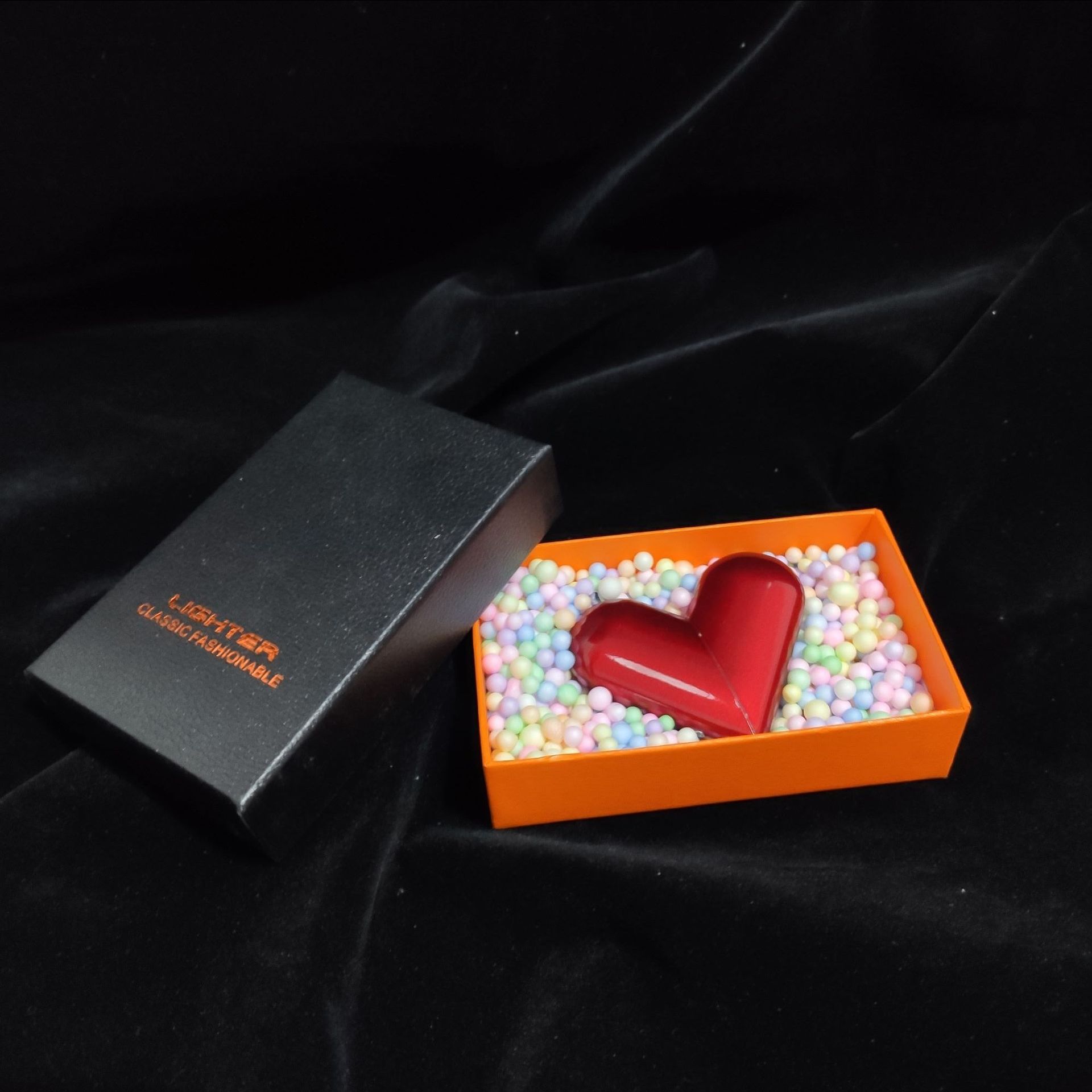 爱心打火机心型创意情侣充气打火机金属明火男女士可折叠个性送礼