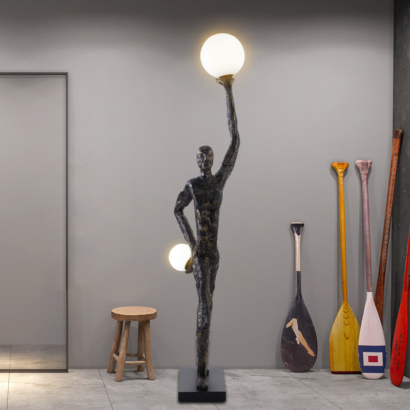 Nordic Art Sculpture Ball Lifting Abstract Figure Sales Office Hotel Hall Model Room Villa Living Room Floor Lamp