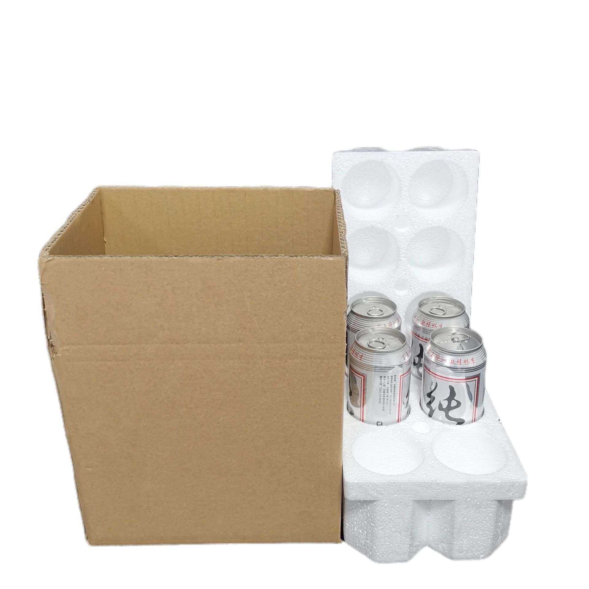 330/500ml易拉罐啤酒金银花泡沫箱70mm孔径6只/12只纸箱快递包装