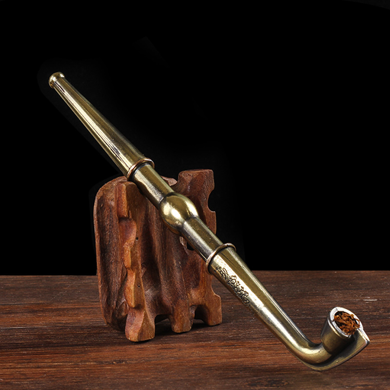 烟杆男士两用烟斗中烟烟丝用传统老式雕刻龙纹便携烟袋锅烟枪小号