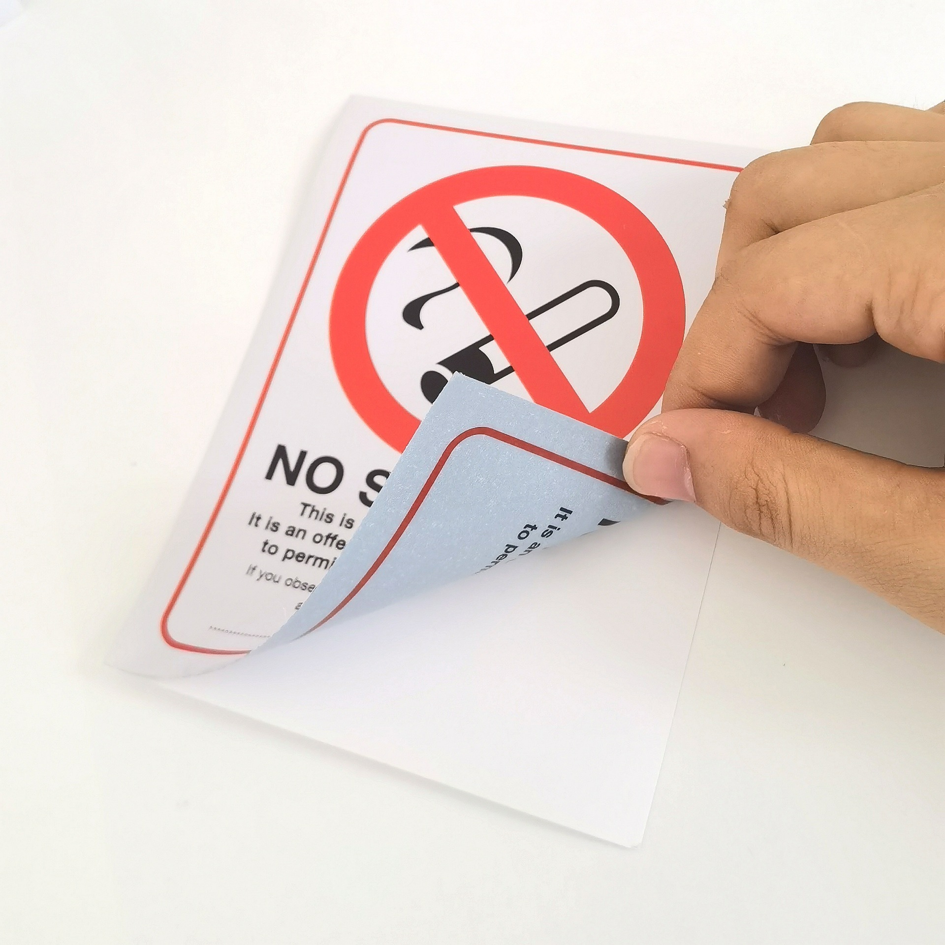 禁止吸烟不干胶告示贴双面印刷防水材质pvc不干胶乳白贴纸