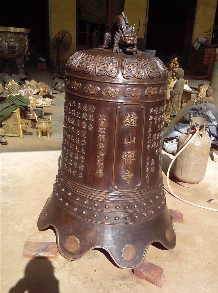 厂家制作大型铸铜梵钟雕塑 抽象青铜梵钟雕像 大型青铜佛钟雕塑