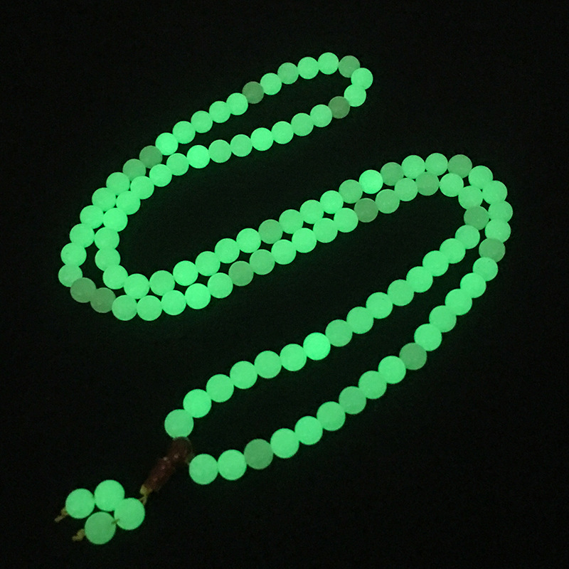 厂货冰洲石夜光石夜明珠貔貅手串108佛珠四圈手串情侣款直播货源