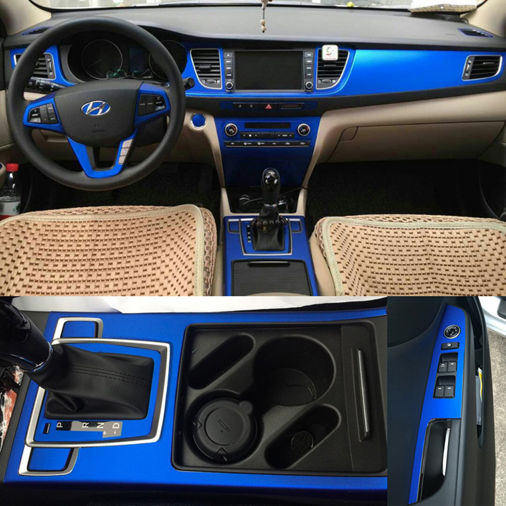 适用于14-20款现代名图改装内饰贴纸 中控排挡装饰碳纤维汽车贴膜