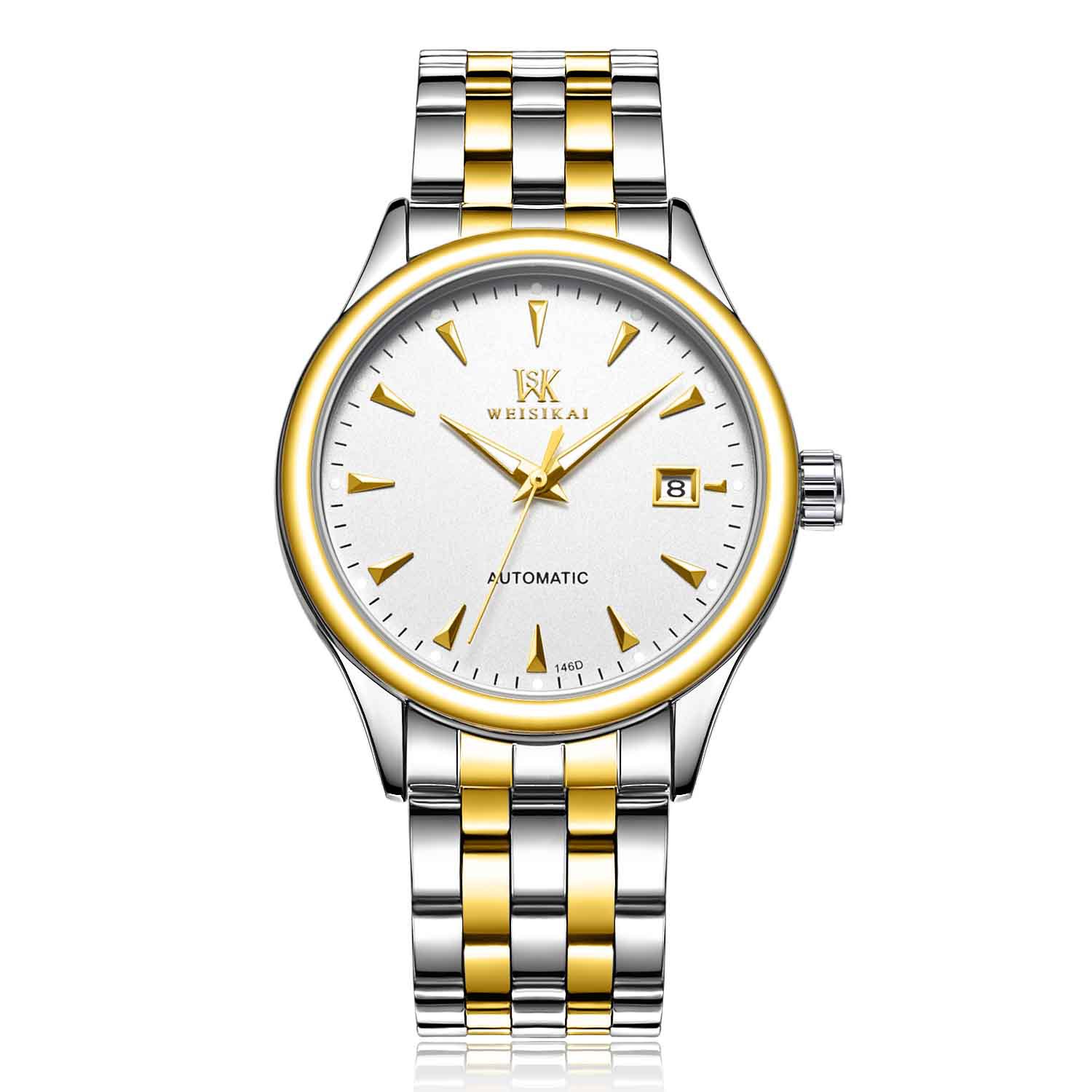 weisikai威斯凯男士全自动机械表日历手表男夜光简约休闲机械表