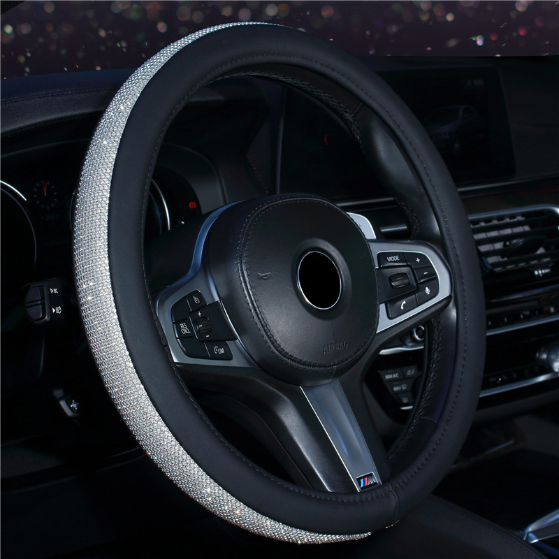 Cross-Border New Arrival Steering Wheel Cover Car Car Steering Wheel Cover Car Interior Decoration Rhinestone Steering Wheel Cover Medium Size