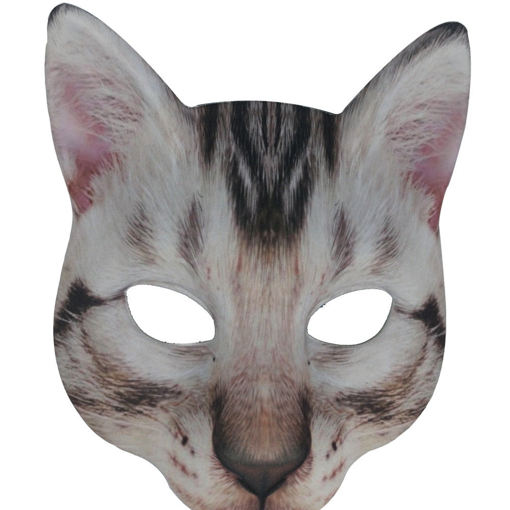 跨境货源现货万圣节狂欢节化妆舞会数码印花动物美短猫面具