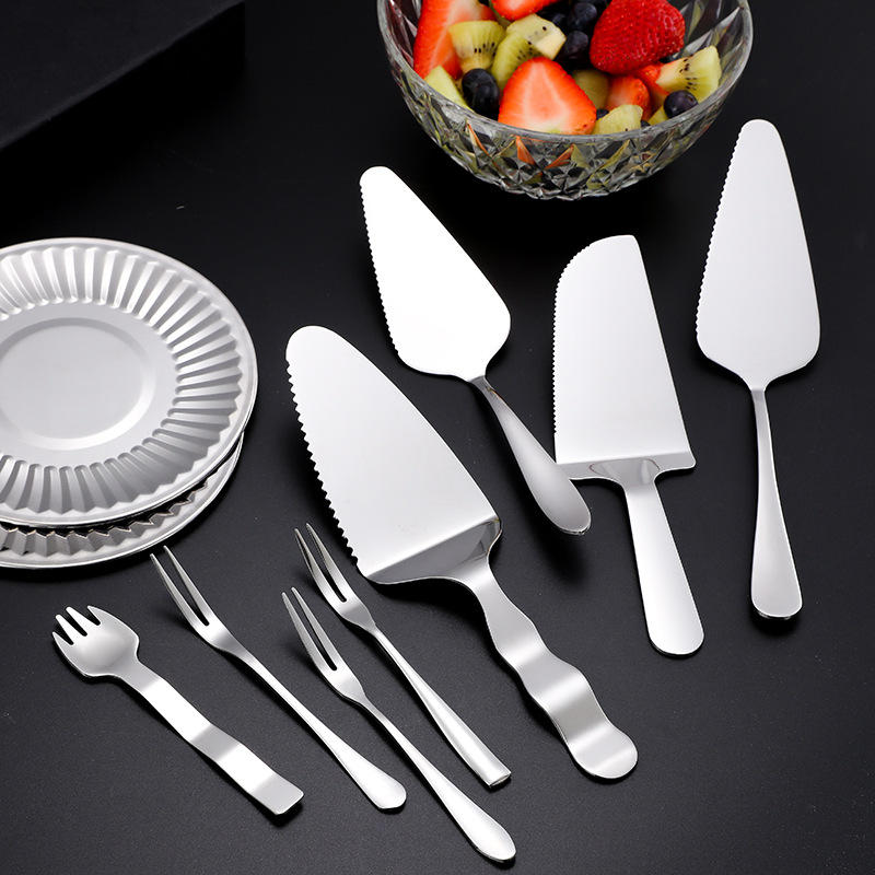 荣展不锈钢蛋糕刀叉套装西餐烘焙工具月饼刀叉盘礼品芝士刀水果叉