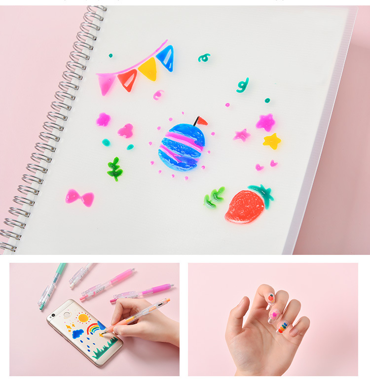 可爱彩色果冻笔中性笔组合装 3d立体涂鸦笔手账笔学生记号笔b-23