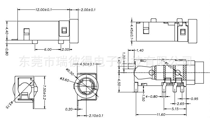 5耳机插座5p 镀金5脚音频插口 pj-342g麦克风贴片母座