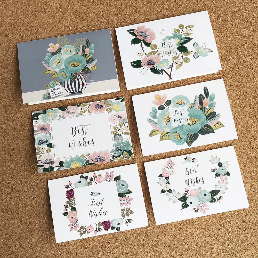 创意best wishes英文卡片亚马逊贺卡感恩明信片小卡片定制