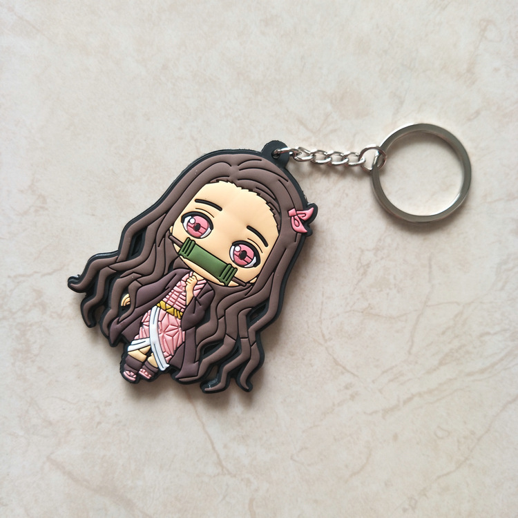 Anime Peripheral Kimetsu No Yaiba Keychain Cartoon Hanging Ornaments Personality Bag Pendant Activity Gift