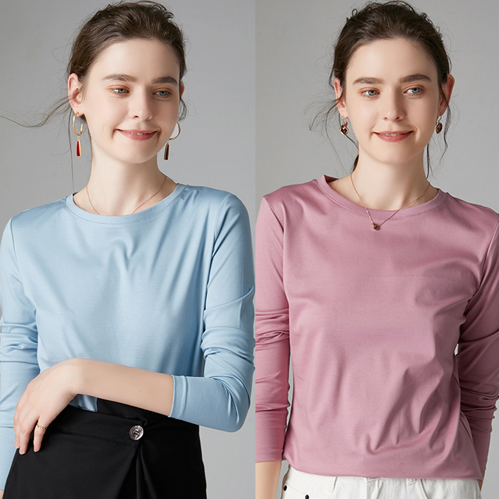 丝光棉条纹打底衫图片