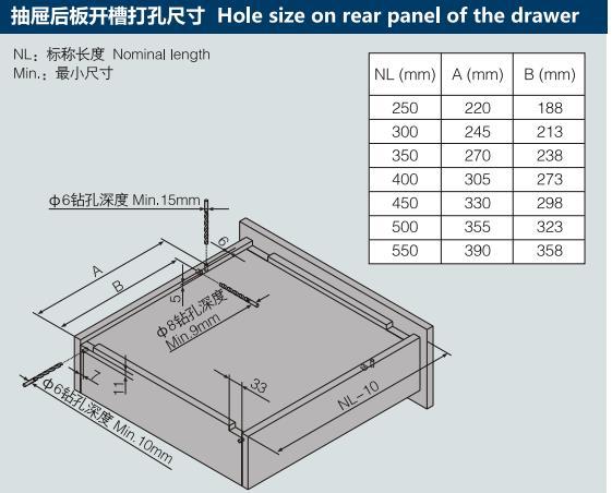sh-abc星徽二节托底反弹滑轨回弹导轨免拉手滑道抽屉隐藏反弹轨