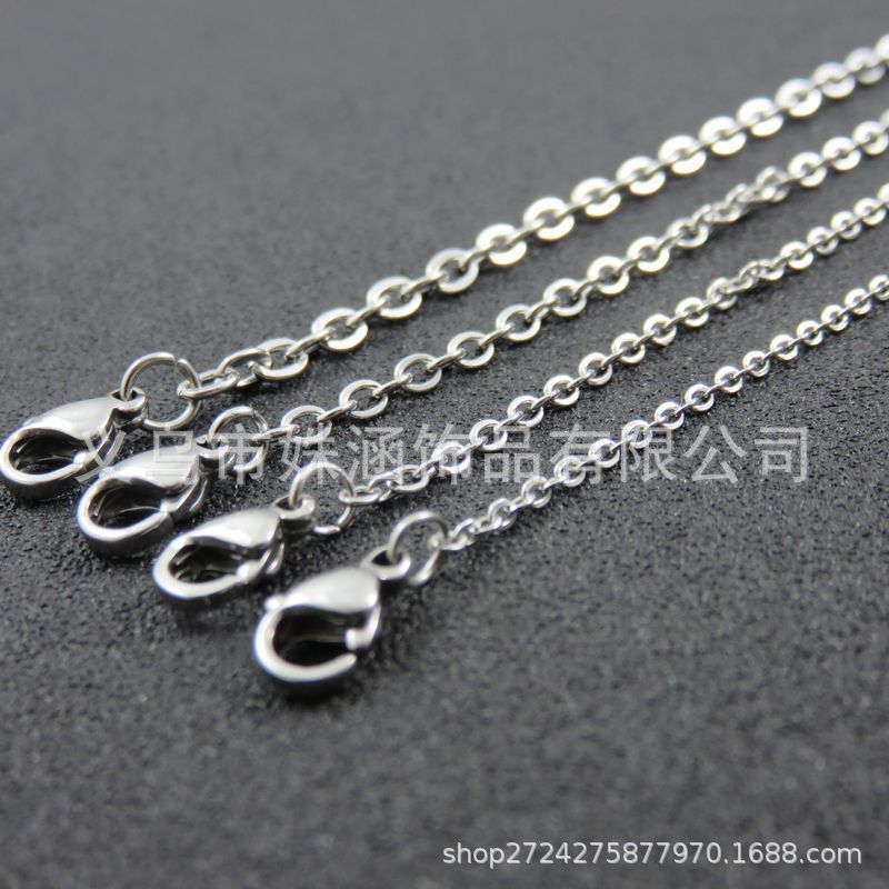 Vacuum Gold-Plated Stainless Steel Welding Port O-Shaped Chain Hammer Cross Necklace European and American Foreign Trade Titanium Steel Ornament Pendant Necklace