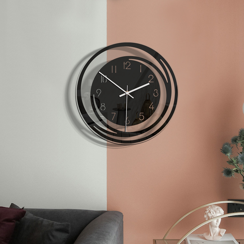 Creative Home Living Room Decoration Acrylic Wall Clock Nordic Minimalist Style Transparent Mute Clock One Piece Dropshipping