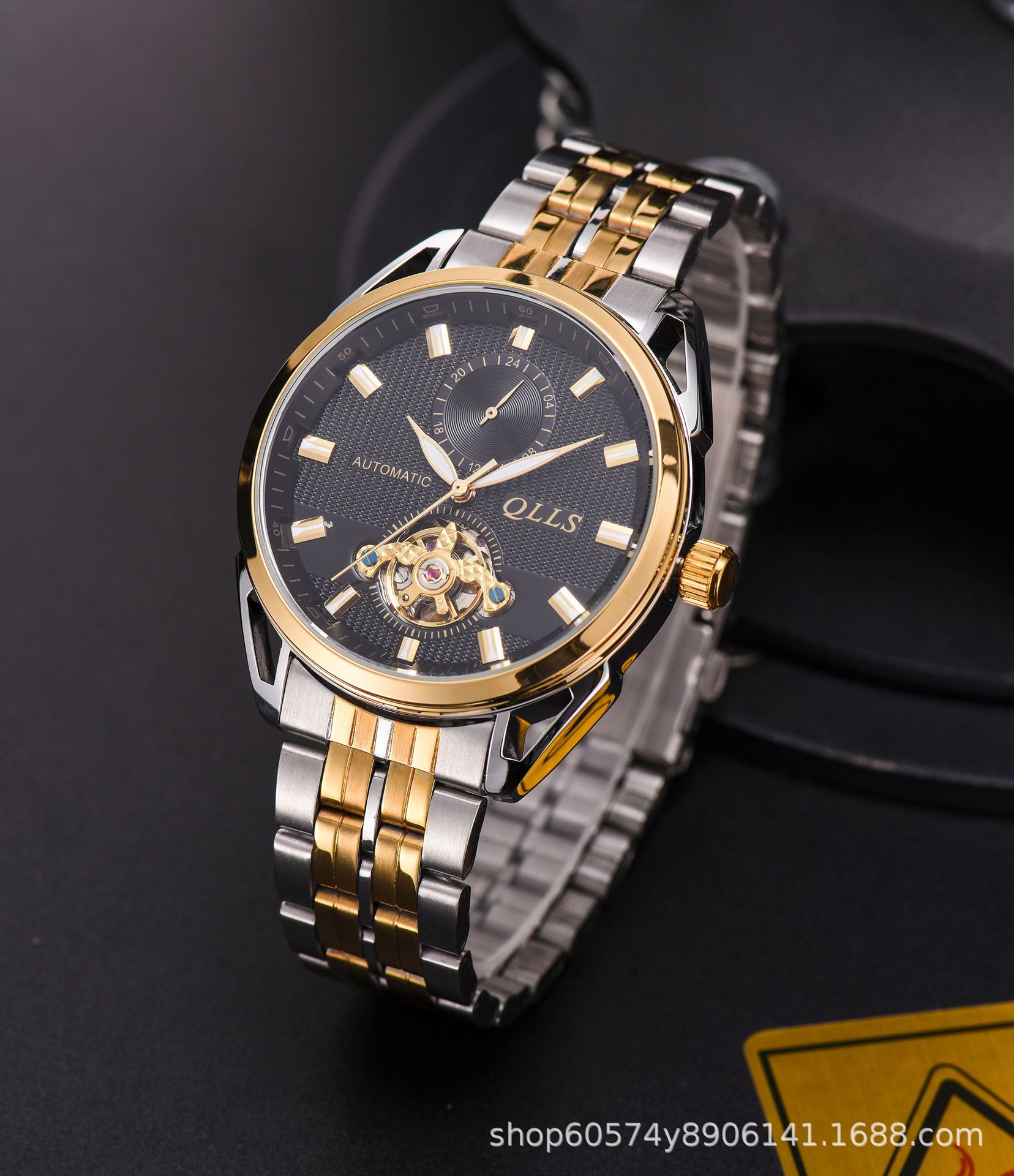 奇洛时qlls男士手表商务休闲全自动机械表镂空夜光手表男厂家批发
