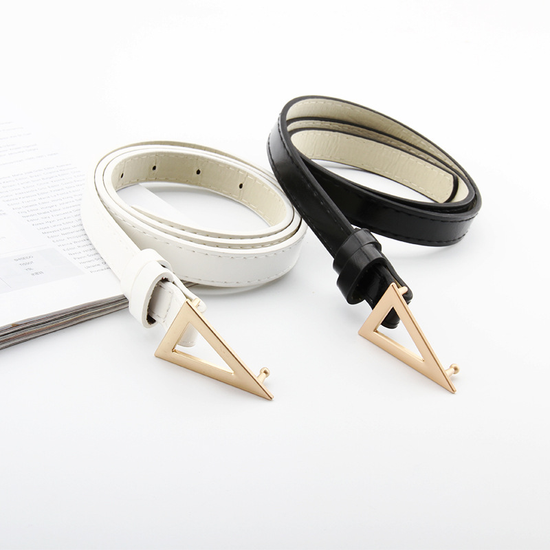 网红新款按扣细腰带三角扣头简约百搭牛仔裤连衣裙长衫装饰皮带