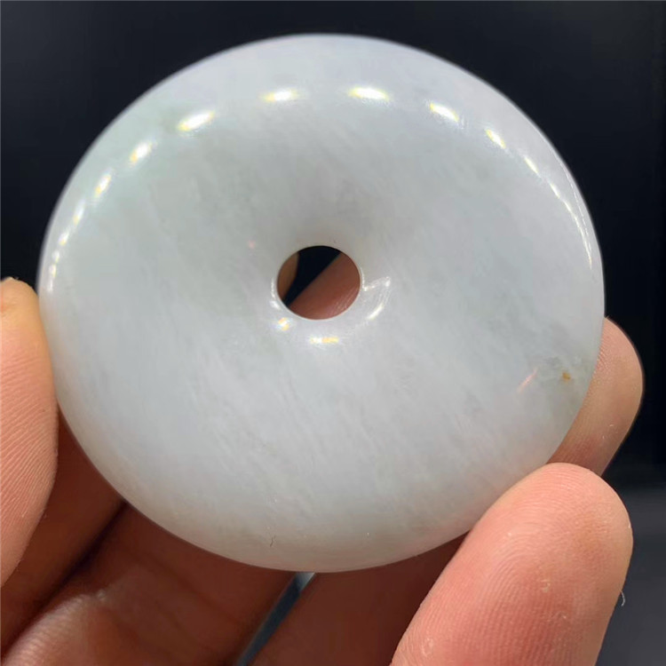 翡翠天然a货挂坠翡翠平安扣吊坠乳白飘翠翡翠挂件玉坠项链