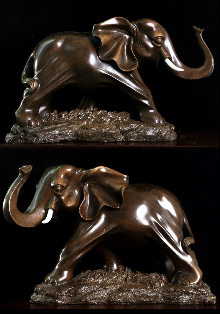 吸财大象摆件一对风水招财客厅中式装饰工艺品乔迁办公桌开业礼品