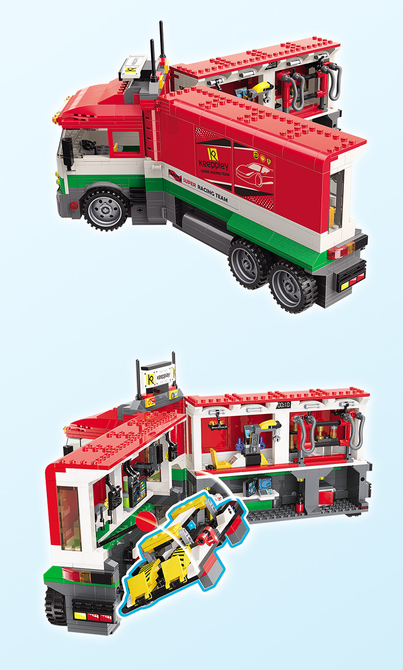 启蒙积木城市赛车系列4201-4204移动跑车中心男孩拼装儿童玩具