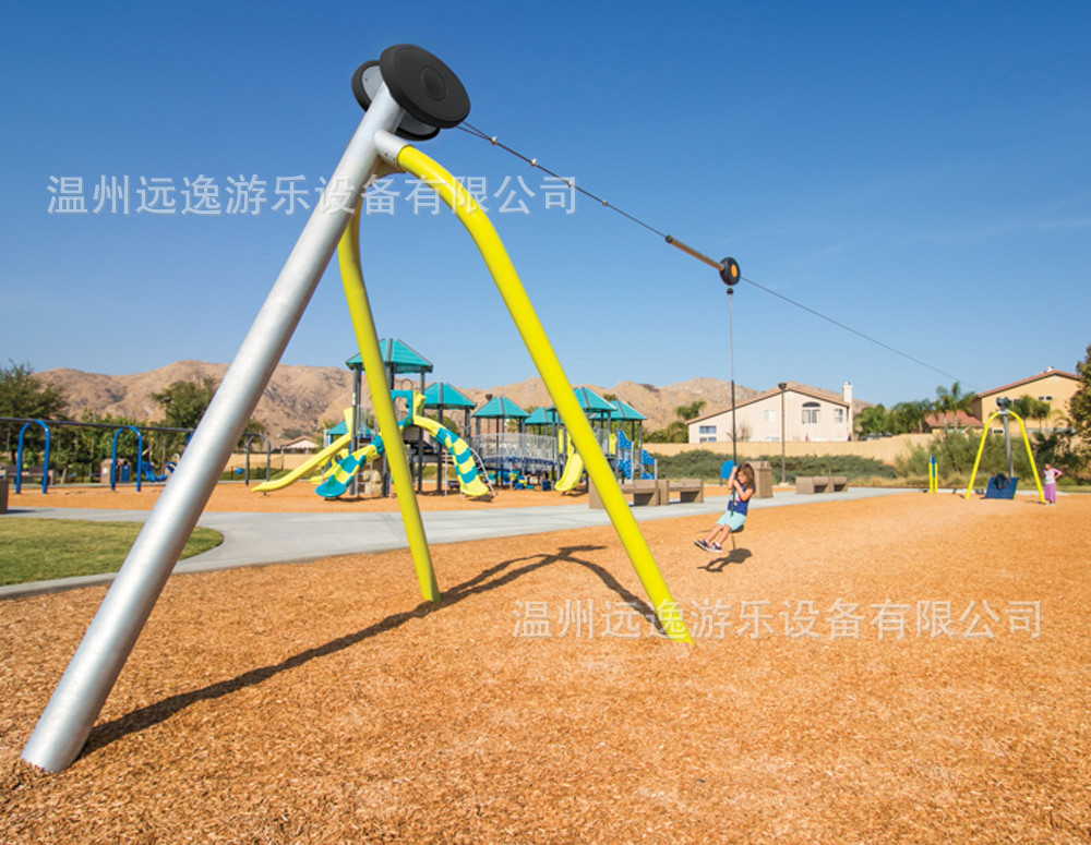 景区无动力儿童乐园 滑索 轨道滑索 索道游乐设备非标定制