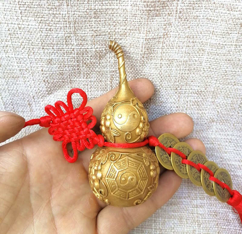 厂家直销铜葫芦黄铜五帝钱八卦铜葫芦铜钱葫芦铜工艺品挂件