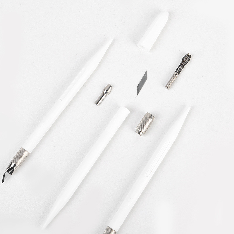 白色手帐切割笔刀diy胶带切割裁纸刀小清新美术雕刻刀手工美工刀