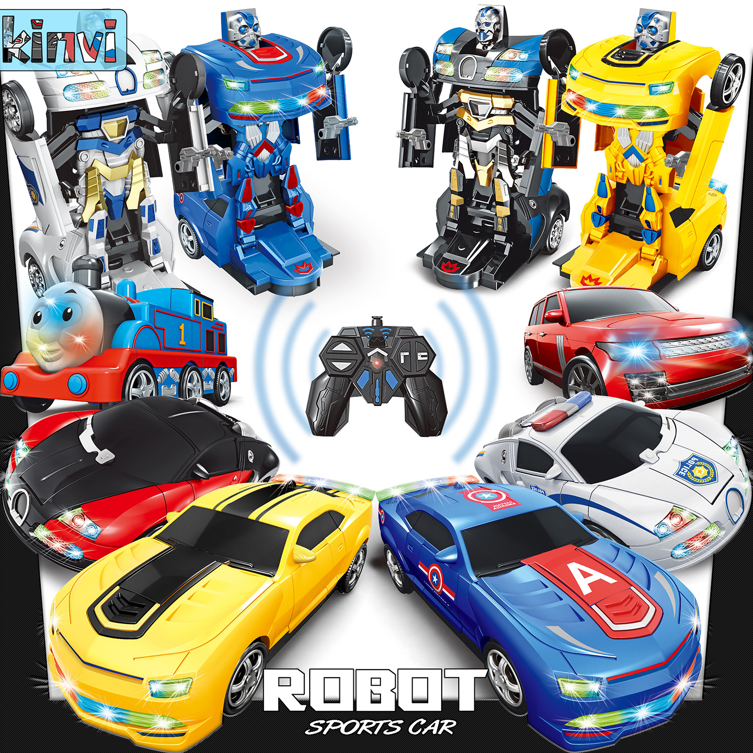 One-Click Deformation Remote Control Car Robot Simulation Sports Car Aircraft Tank Model Children Remote Control Car Factory Direct Wholesale