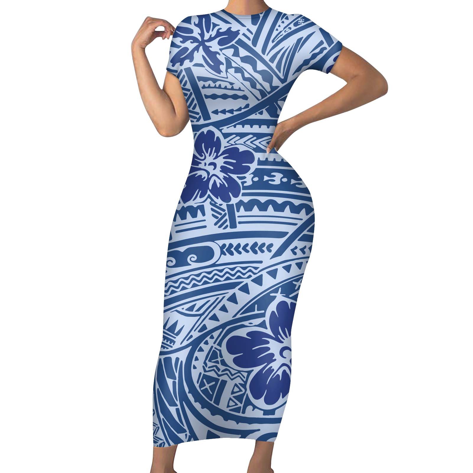 厂家直销波利尼西亚风女士连衣裙短袖女裙气质长裙大码性感定制