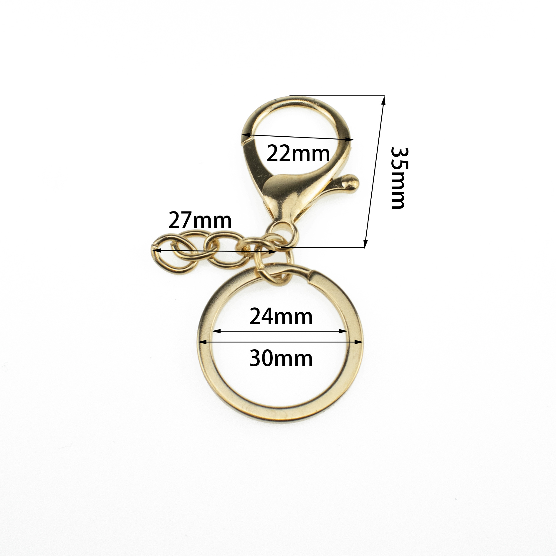电镀钥匙扣配件 金属钥匙环 大龙虾扣3件套 diy饰品钥匙