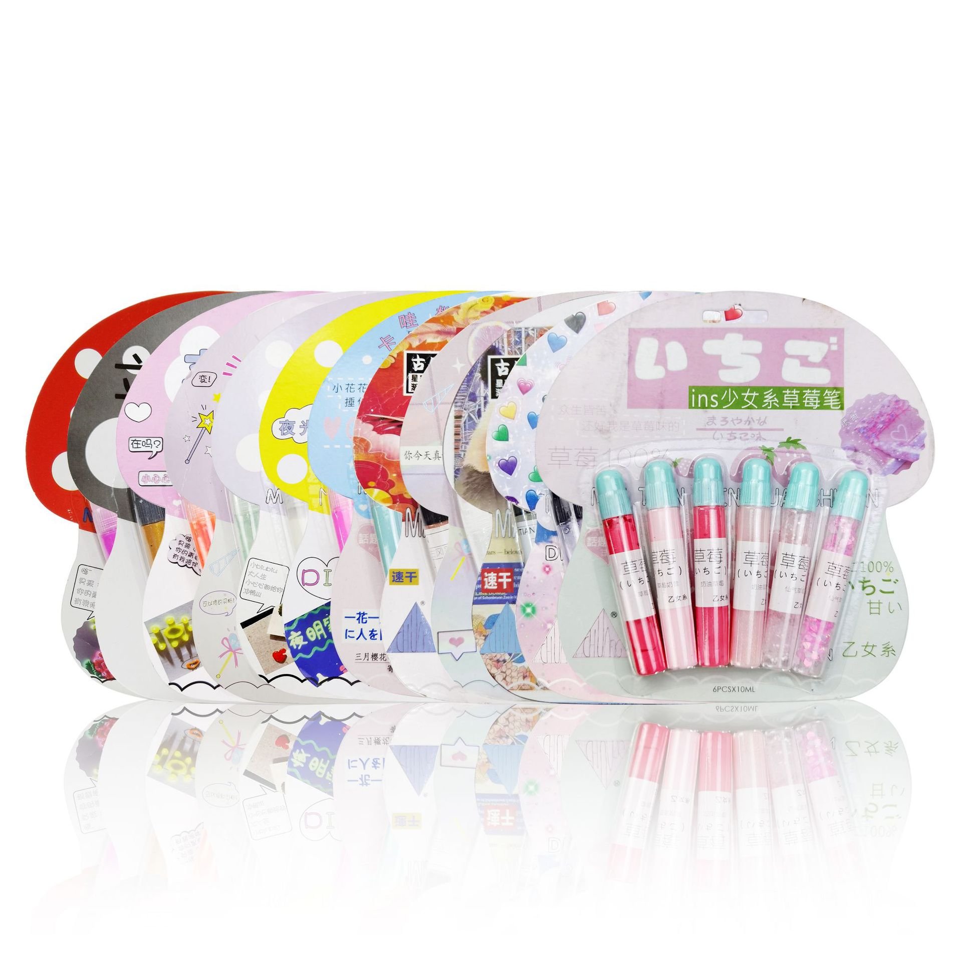 韩版学生绘画涂鸦彩笔创意6支装泡泡琥珀水晶草莓幻彩金属绘画笔