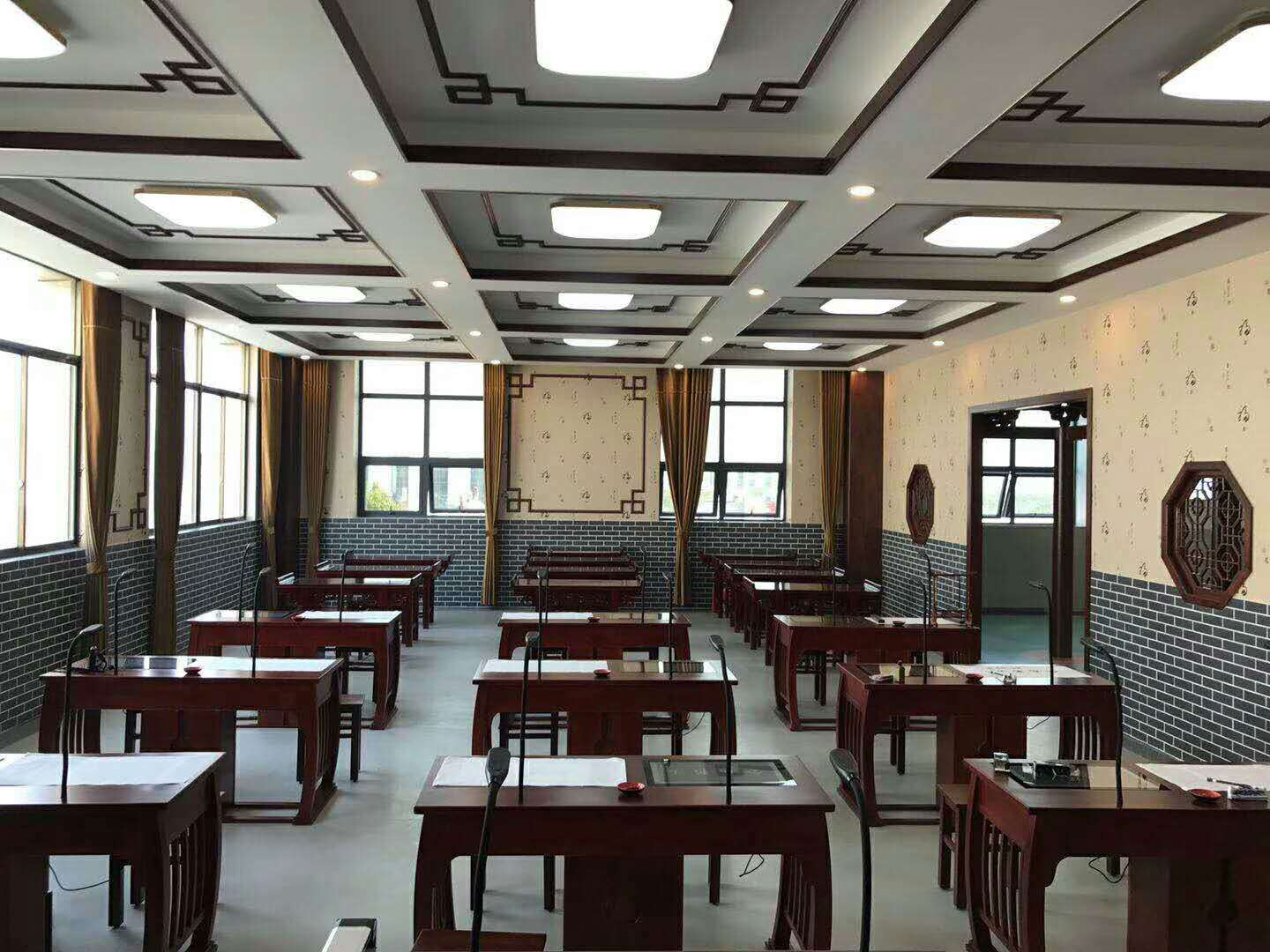 仿古实木书法桌 中式书法桌 中小学书法教室 厂家直销来图定制