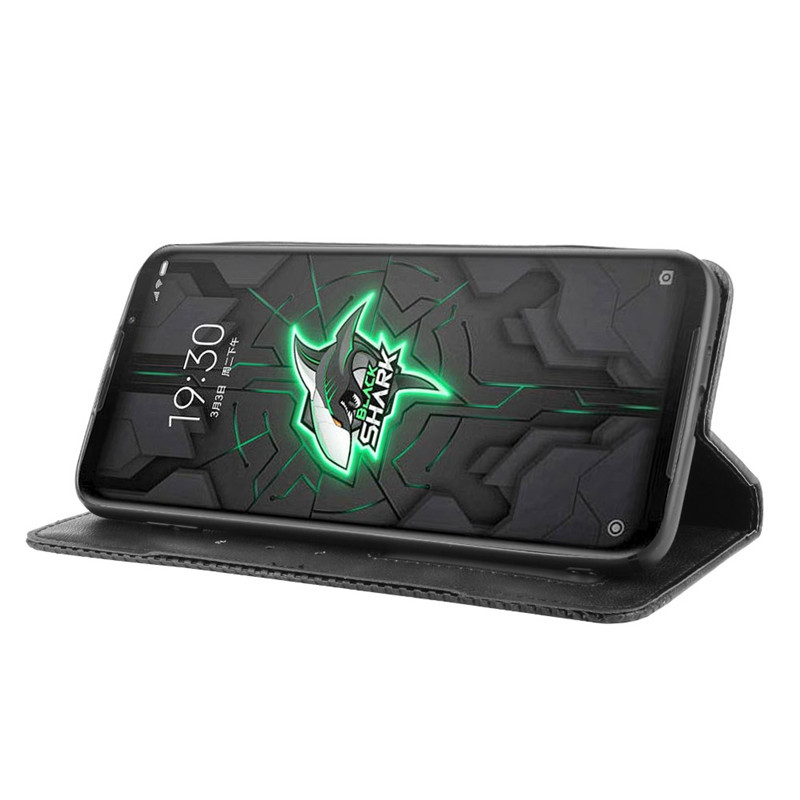 适用小米黑鲨3 pro手机壳磁吸翻盖皮套blackshark 3pro保护套插卡