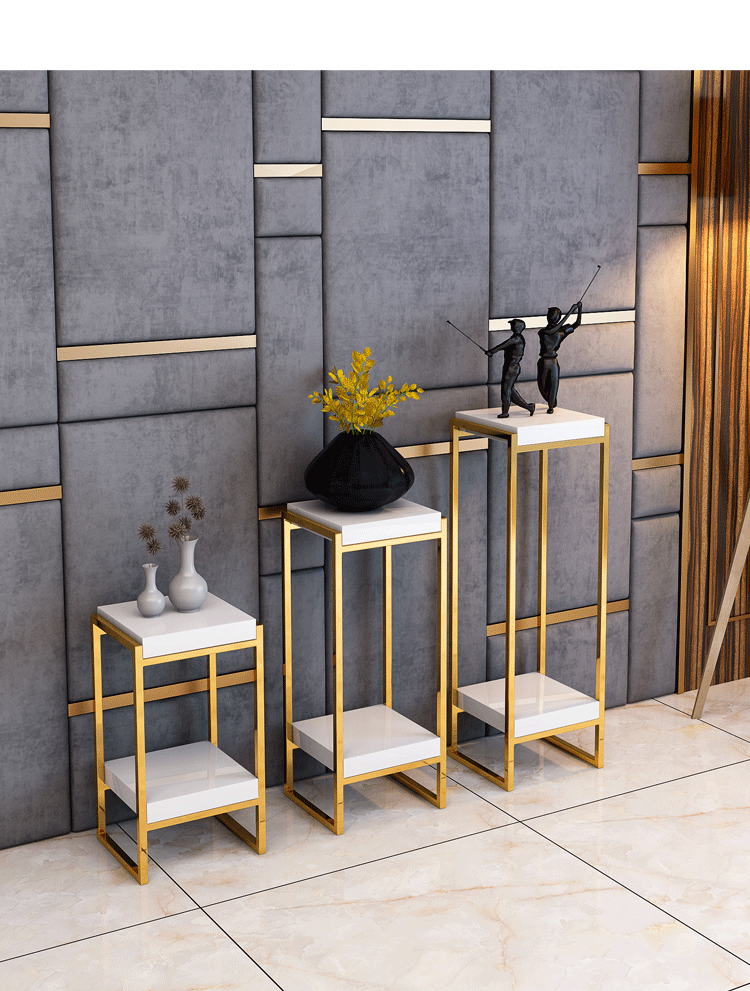 简约后现代轻奢不锈钢金色客厅花架阳台置物架花几花架落地隔断