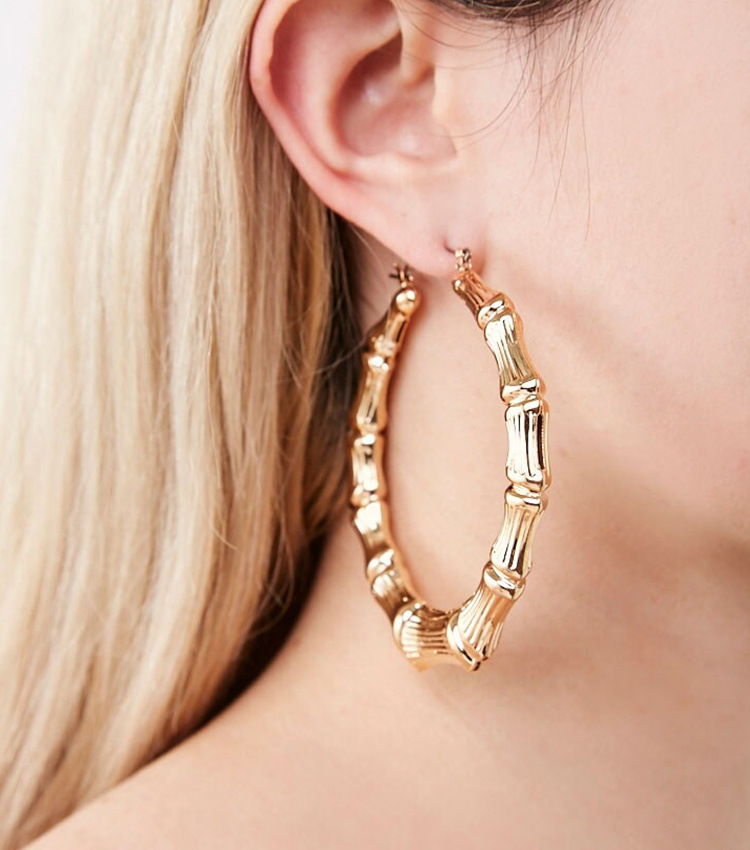 嘻哈耳环夸张夜店竹节大耳圈非洲耳环欧美跨境耳坠hoop earrings