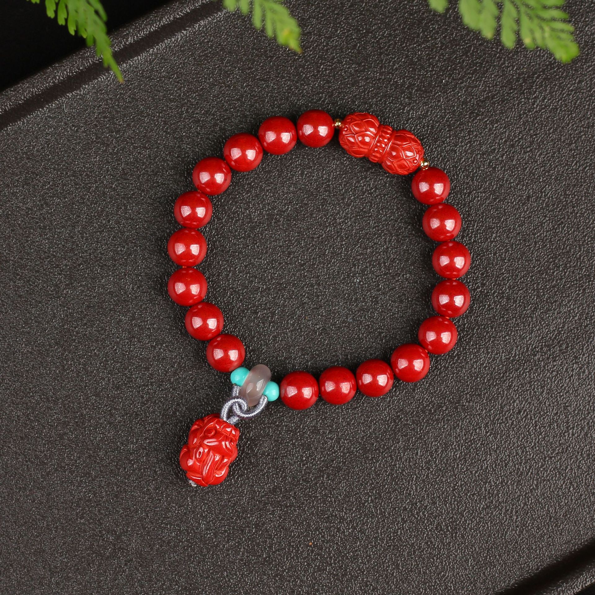 天然台湾砂8mm手链98%高含量密度高质感好朱砂单圈貔貅手链