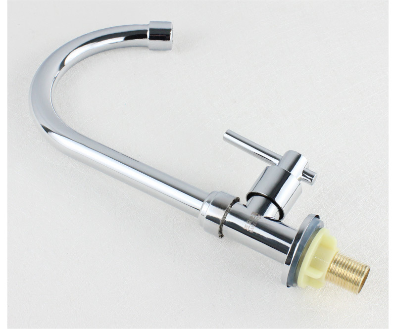 菜盆合金单冷水龙头圆立式旋转大弯铜芯快开洗菜盆龙头4分水嘴