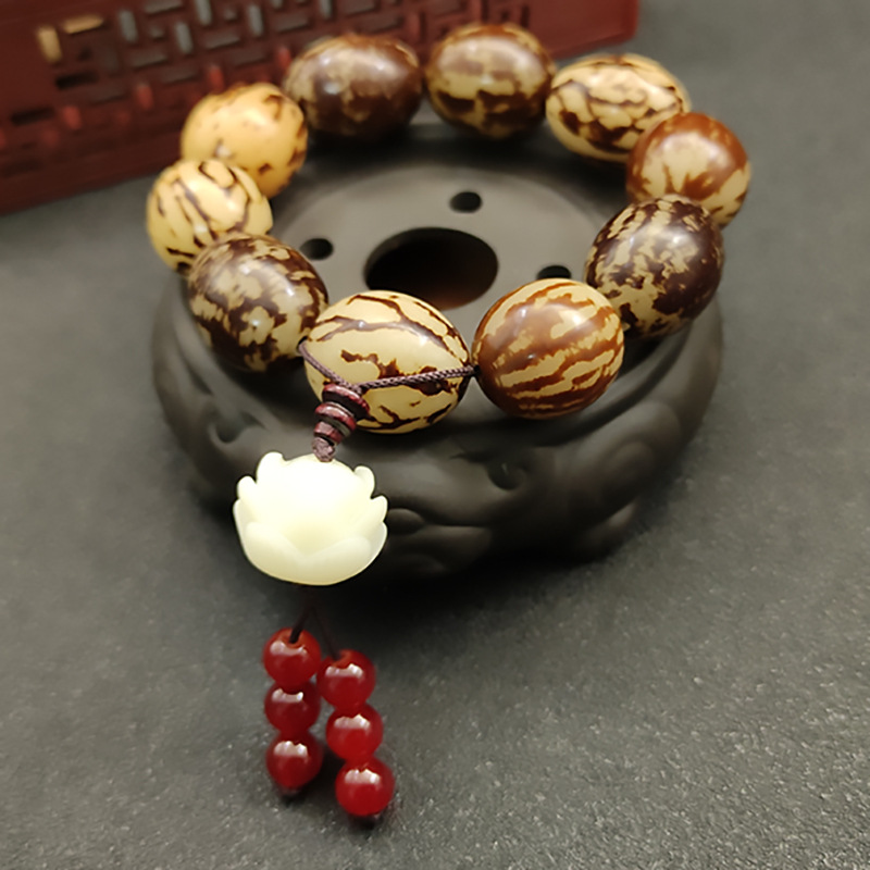 经典款虎斑菩提手串20mm大颗天然带皮花根佛珠男士手链厂家批发