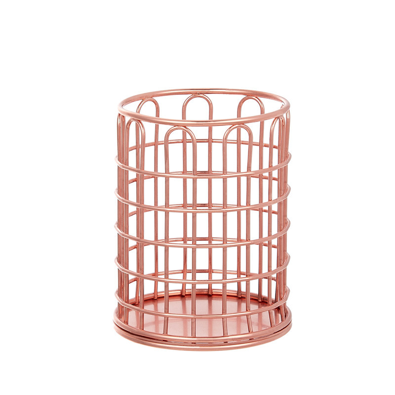 Nordic Style Metal Iron Art Pen Holder Office Storage Organizing Basket Stationery Makeup Brush Storage Bucket Multifunctional Pen Case