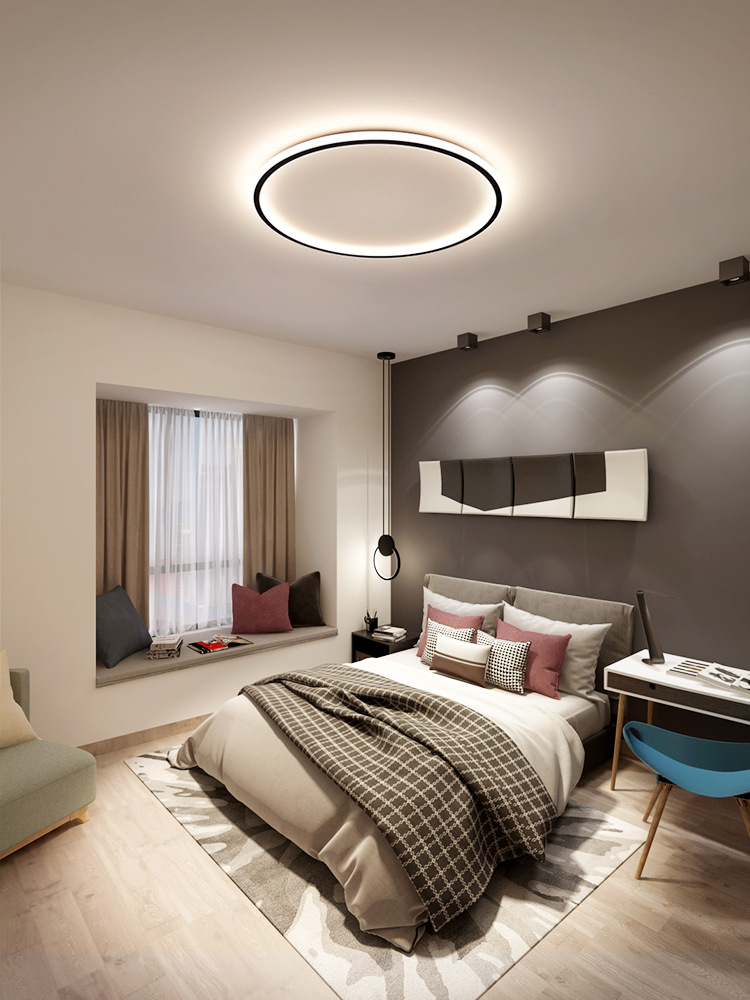 卧室灯现代简约客厅书房灯圆形超薄led吸顶灯北欧风格极简房间灯